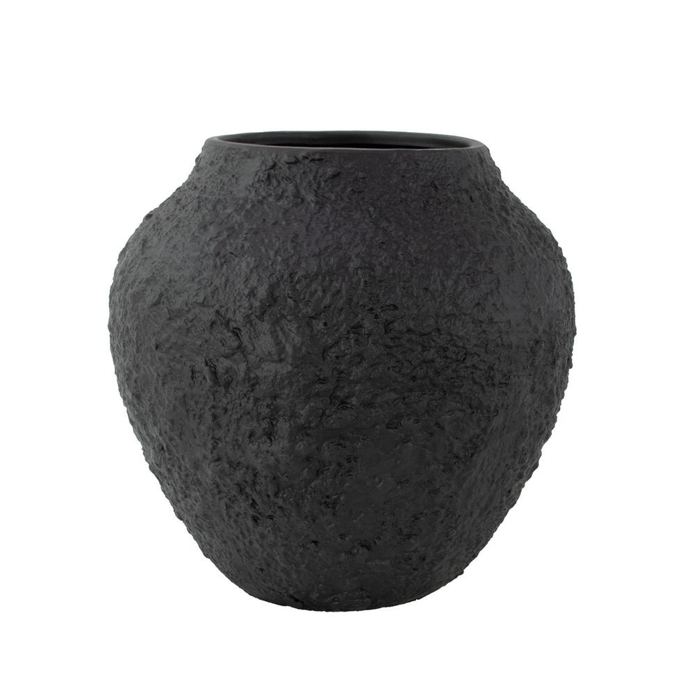 Zeugma Black Textured Pot - Earthy Black Clay Planter, 11" Wide, Stylish Home Decor For Indoor Plants   Nw240333n-bk