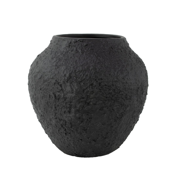 Zeugma Black Textured Pot - Earthy Black Clay Planter, 11" Wide, Stylish Home Decor For Indoor Plants   Nw240333n-bk
