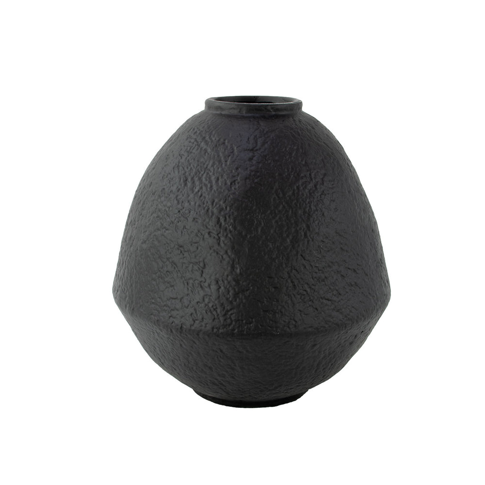Zeugma Black Urn 40335b - Elegant Earth Black Clay Design, Perfect For Memorials & Home Décor, 8" Square   Nw240335b-black