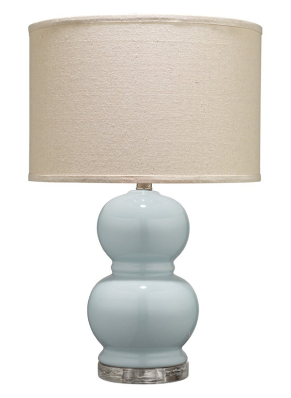 Jamie Young Co. Bubble Hand Blown Glass Table Lamp Stacked Orb Design with Linen Drum Shade BLBUBSB255MD
