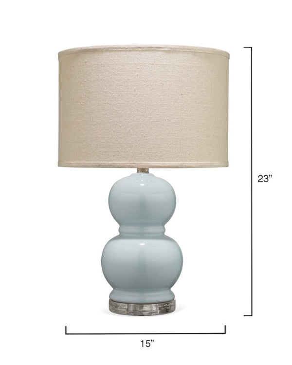 Bubble Hand Blown Glass Table Lamp Stacked Orb Design with Linen Drum Shade