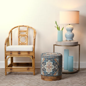 Bubble Hand Blown Glass Table Lamp Stacked Orb Design with Linen Drum Shade