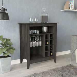 English Elm Essential Espresso Bar Cabinet with Six Wine Racks, Open Shelf & Drawer, 37.12" Top — Stylish Brown Storage B07091857