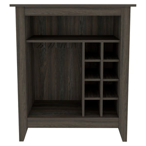 English Elm Essential Espresso Bar Cabinet with Six Wine Racks, Open Shelf & Drawer, 37.12" Top — Stylish Brown Storage B07091857