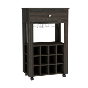 English Elm DEPOT Margh Bar Cart Drawer Carbon Espresso with 12 Wine Racks, Open Shelf & Sturdy 27.44" Top B097133084