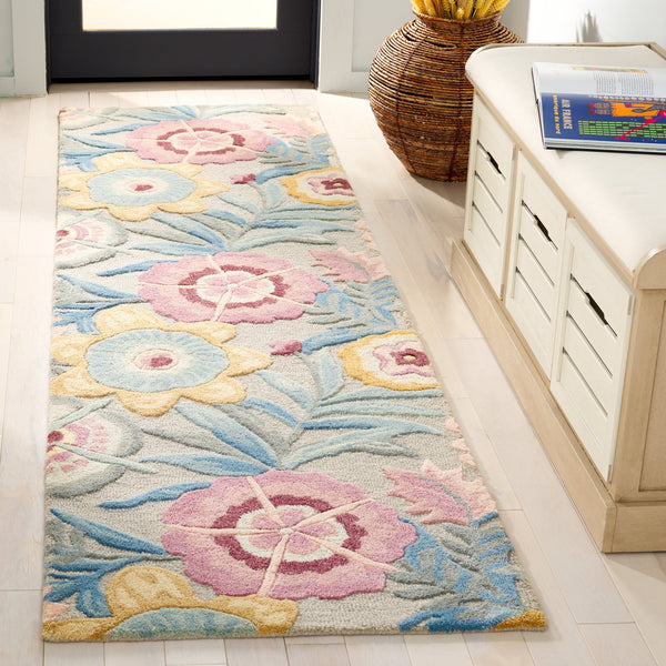 Safavieh Bellagio Hand-tufted Area Rug - Elegant Floral Design In Grey And Pink For Luxurious Comfort Grey ,Pink 80% Wool,20% Cotton Blg101u-5