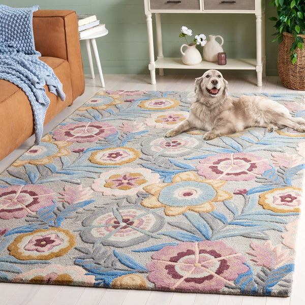 Safavieh Bellagio Hand-tufted Area Rug - Elegant Floral Design In Grey And Pink For Luxurious Comfort Grey ,Pink 80% Wool,20% Cotton Blg101u-5