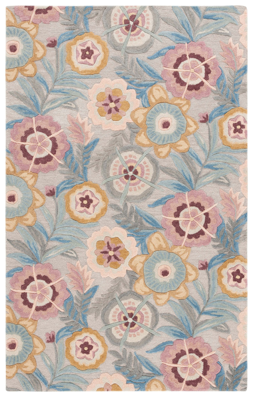 Safavieh Bellagio Hand-tufted Area Rug - Elegant Floral Design In Grey And Pink For Luxurious Comfort Grey ,Pink 80% Wool,20% Cotton Blg101u-5