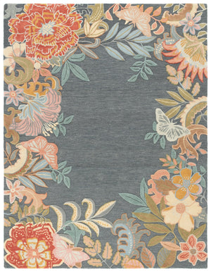 Safavieh Bellagio Hand-tufted Floral Area Rug In Luxurious Wool Blend For Timeless Elegance And Comfort Grey ,Rust 80% Wool,20% Cotton Blg102f-8