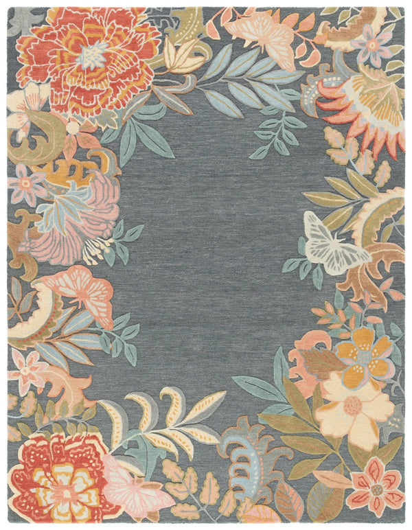 Safavieh Bellagio Hand-tufted Floral Area Rug In Luxurious Wool Blend For Timeless Elegance And Comfort Grey ,Rust 80% Wool,20% Cotton Blg102f-8
