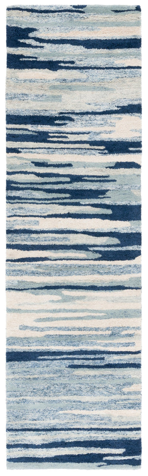 Safavieh Bellagio Handcrafted Area Rug - Vibrant Yellow And Green Abstract Design For Luxurious Living Spaces Blue ,Ivory 80% Wool 20% Cotton Blg201m-8