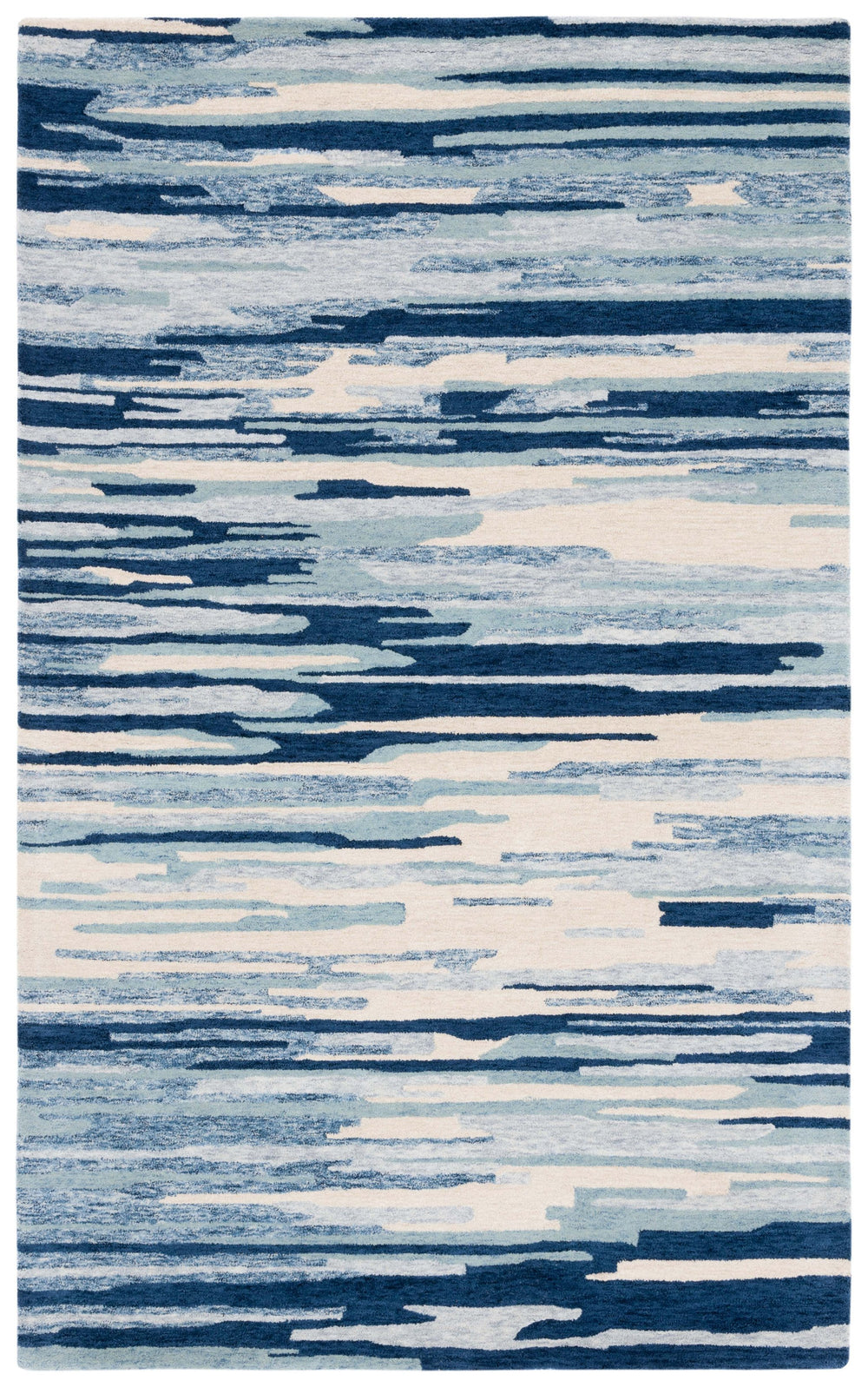 Safavieh Bellagio Handcrafted Area Rug - Vibrant Yellow And Green Abstract Design For Luxurious Living Spaces Blue ,Ivory 80% Wool 20% Cotton Blg201m-8