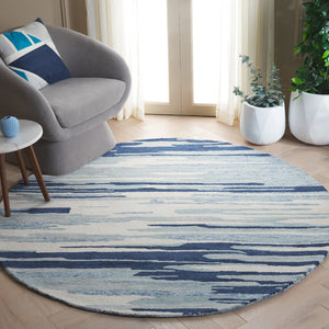 Safavieh Bellagio Handcrafted Area Rug - Vibrant Yellow And Green Abstract Design For Luxurious Living Spaces Blue ,Ivory 80% Wool 20% Cotton Blg201m-8