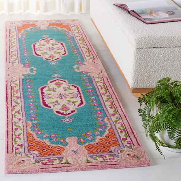 Safavieh Bellagio Exquisite Hand-tufted Wool Area Rug - Vibrant Colors & Timeless Sophistication For Any Space Blue ,Pink Wool Blg535m-10sq