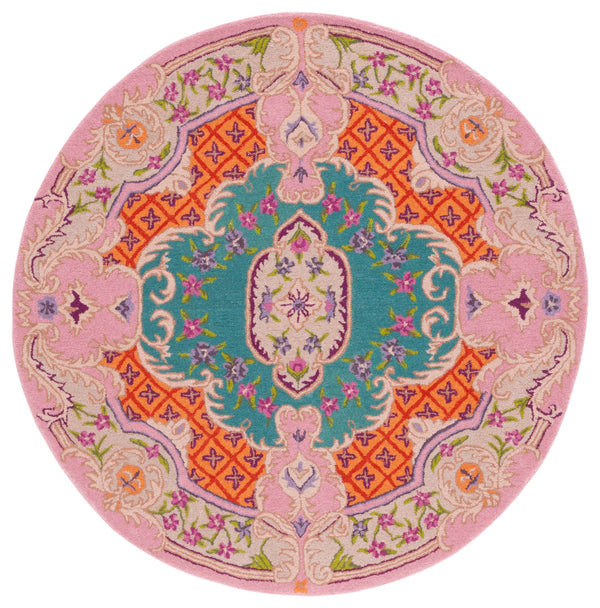 Safavieh Bellagio Exquisite Hand-tufted Wool Area Rug - Vibrant Colors & Timeless Sophistication For Any Space Blue ,Pink Wool Blg535m-10sq