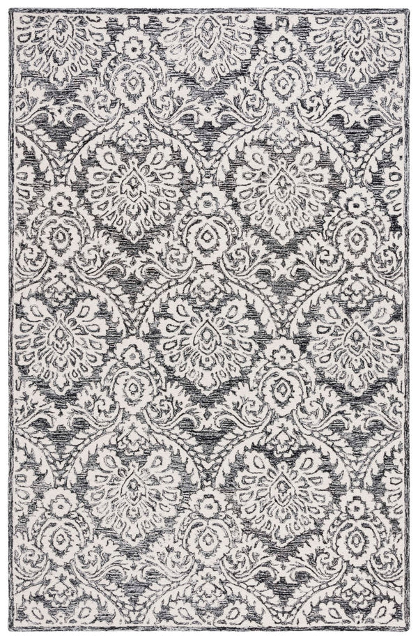 Safavieh Blossom 106 Hand Tufted Country and Floral Rug Black / Ivory BLM106Z-5