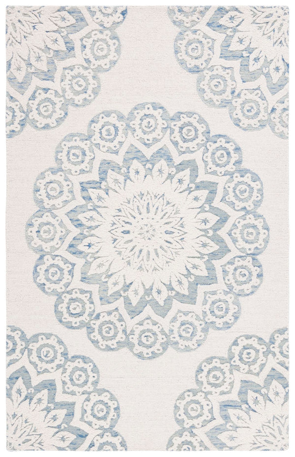 Safavieh Blossom 108 Hand Tufted Country and Floral Rug Ivory / Blue BLM108M-5
