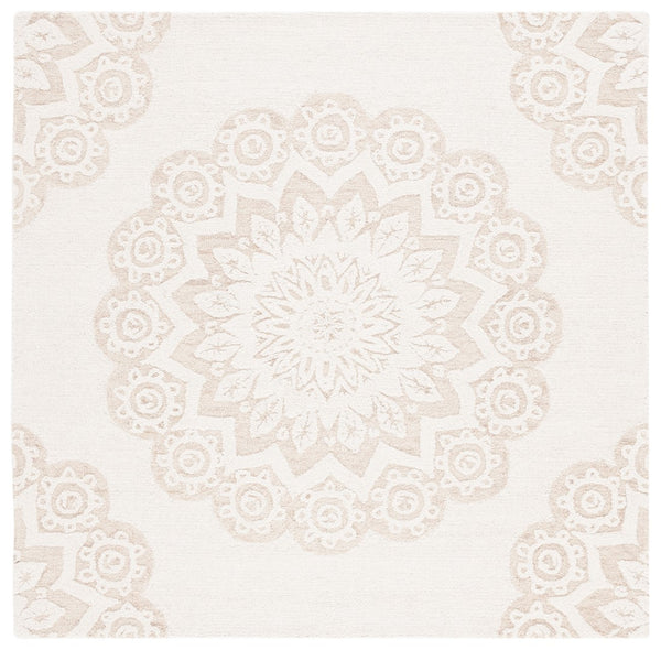 Safavieh Blossom 108 Hand Tufted Country and Floral Rug Ivory / Light Brown BLM108T-6SQ