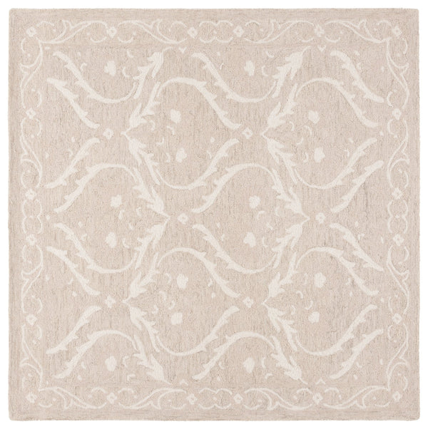 Safavieh Blossom Handcrafted Floral Area Rug From India – Elevate Your Space With Timeless Elegance And Comfort Beige ,Ivory 85% Wool,15% Cotton Blm116b-6sq
