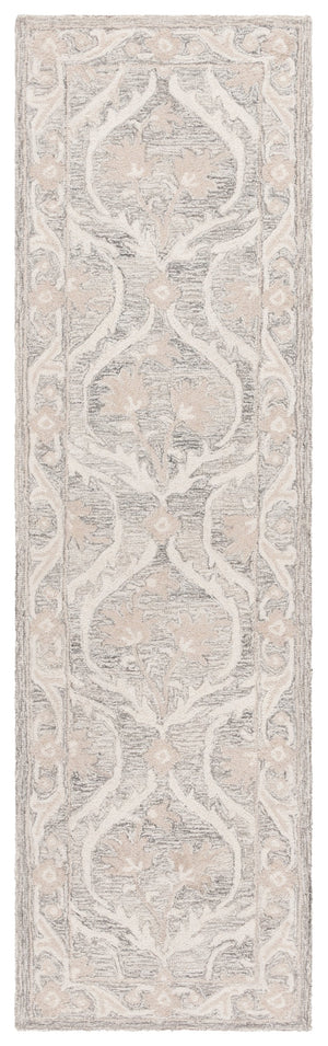 Safavieh Blossom Handcrafted Floral Area Rug From India – Elevate Your Space With Timeless Elegance And Comfort Grey ,Ivory 85% Wool,15% Cotton Blm116f-6sq