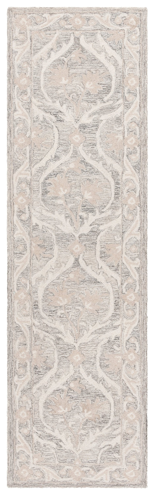Safavieh Blossom Handcrafted Floral Area Rug From India – Elevate Your Space With Timeless Elegance And Comfort Grey ,Ivory 85% Wool,15% Cotton Blm116f-6sq