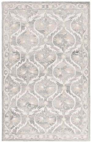 Safavieh Blossom Handcrafted Floral Area Rug From India – Elevate Your Space With Timeless Elegance And Comfort Grey ,Ivory 85% Wool,15% Cotton Blm116f-6sq