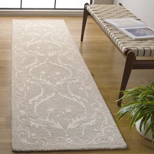 Safavieh Blossom Handcrafted Floral Area Rug From India – Elevate Your Space With Timeless Elegance And Comfort Light Grey ,Ivory 85% Wool,15% Cotton Blm116g-6r