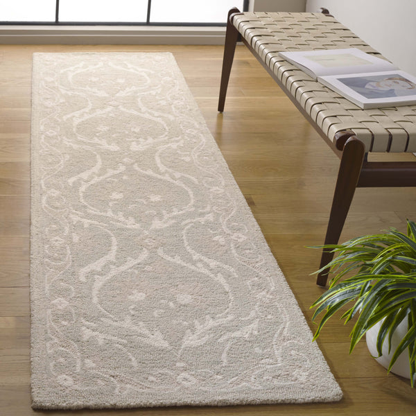 Safavieh Blossom Handcrafted Floral Area Rug From India – Elevate Your Space With Timeless Elegance And Comfort Light Grey ,Ivory 85% Wool,15% Cotton Blm116g-6r