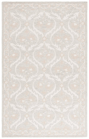 Safavieh Blossom Handcrafted Floral Area Rug From India – Elevate Your Space With Timeless Elegance And Comfort Light Grey ,Ivory 85% Wool,15% Cotton Blm116g-6r