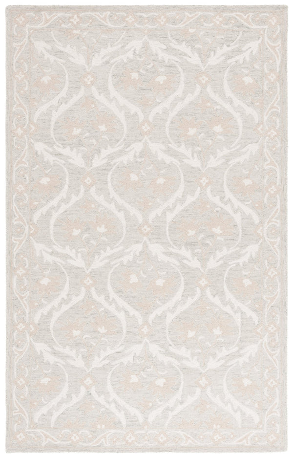 Safavieh Blossom Handcrafted Floral Area Rug From India – Elevate Your Space With Timeless Elegance And Comfort Light Grey ,Ivory 85% Wool,15% Cotton Blm116g-6r