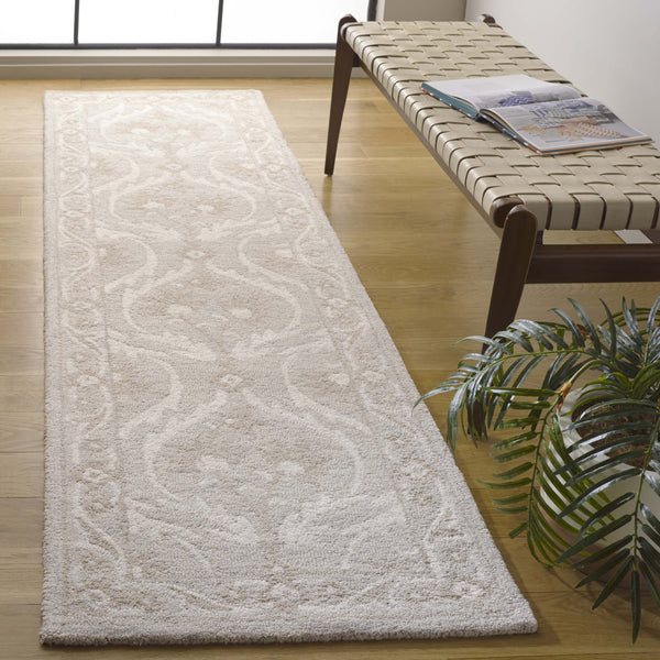 Safavieh Blossom Handcrafted Floral Area Rug From India – Elevate Your Space With Timeless Elegance And Comfort Silver ,Ivory 85% Wool,15% Cotton Blm116h-6sq