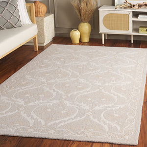 Safavieh Blossom Handcrafted Floral Area Rug From India – Elevate Your Space With Timeless Elegance And Comfort Silver ,Ivory 85% Wool,15% Cotton Blm116h-6sq
