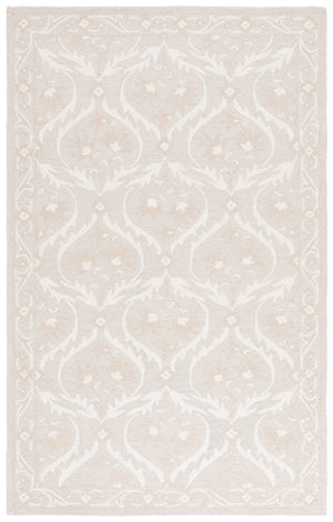 Safavieh Blossom Handcrafted Floral Area Rug From India – Elevate Your Space With Timeless Elegance And Comfort Silver ,Ivory 85% Wool,15% Cotton Blm116h-6sq