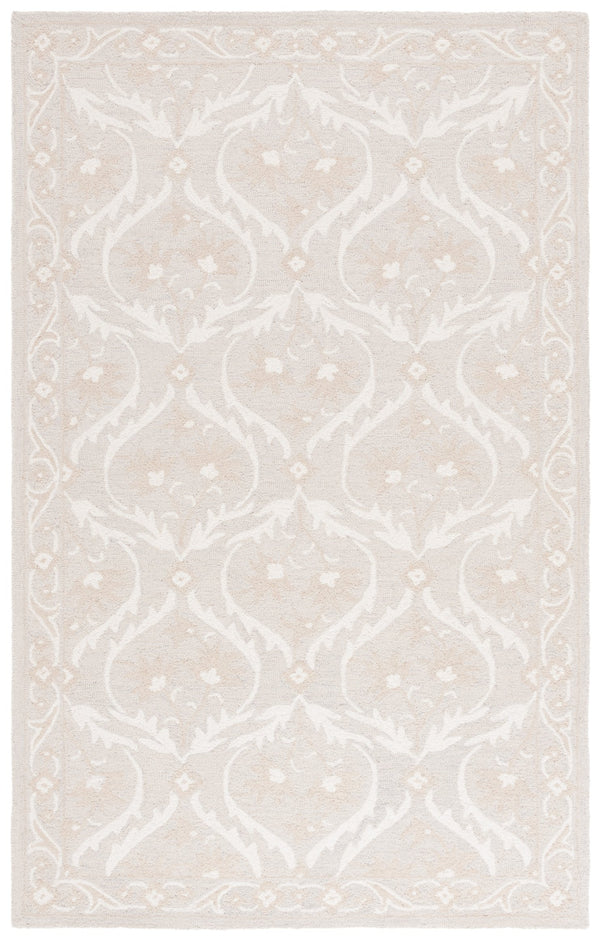 Safavieh Blossom Handcrafted Floral Area Rug From India – Elevate Your Space With Timeless Elegance And Comfort Silver ,Ivory 85% Wool,15% Cotton Blm116h-6sq