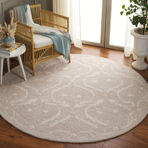 Safavieh Blossom Handcrafted Floral Area Rug From India – Elevate Your Space With Timeless Elegance And Comfort Silver ,Ivory 85% Wool,15% Cotton Blm116h-6sq