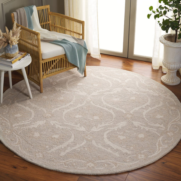 Safavieh Blossom Handcrafted Floral Area Rug From India – Elevate Your Space With Timeless Elegance And Comfort Silver ,Ivory 85% Wool,15% Cotton Blm116h-6sq