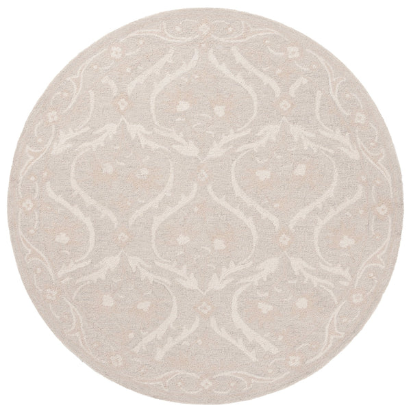 Safavieh Blossom Handcrafted Floral Area Rug From India – Elevate Your Space With Timeless Elegance And Comfort Silver ,Ivory 85% Wool,15% Cotton Blm116h-6sq