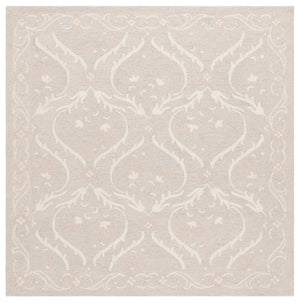 Safavieh Blossom Handcrafted Floral Area Rug From India – Elevate Your Space With Timeless Elegance And Comfort Silver ,Ivory 85% Wool,15% Cotton Blm116h-6sq