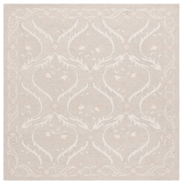Safavieh Blossom Handcrafted Floral Area Rug From India – Elevate Your Space With Timeless Elegance And Comfort Silver ,Ivory 85% Wool,15% Cotton Blm116h-6sq