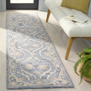 Safavieh Blossom Handcrafted Floral Area Rug From India – Elevate Your Space With Timeless Elegance And Comfort Blue ,Ivory 85% Wool,15% Cotton Blm116m-6r
