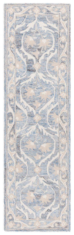Safavieh Blossom Handcrafted Floral Area Rug From India – Elevate Your Space With Timeless Elegance And Comfort Blue ,Ivory 85% Wool,15% Cotton Blm116m-6r