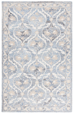 Safavieh Blossom Handcrafted Floral Area Rug From India – Elevate Your Space With Timeless Elegance And Comfort Blue ,Ivory 85% Wool,15% Cotton Blm116m-6r