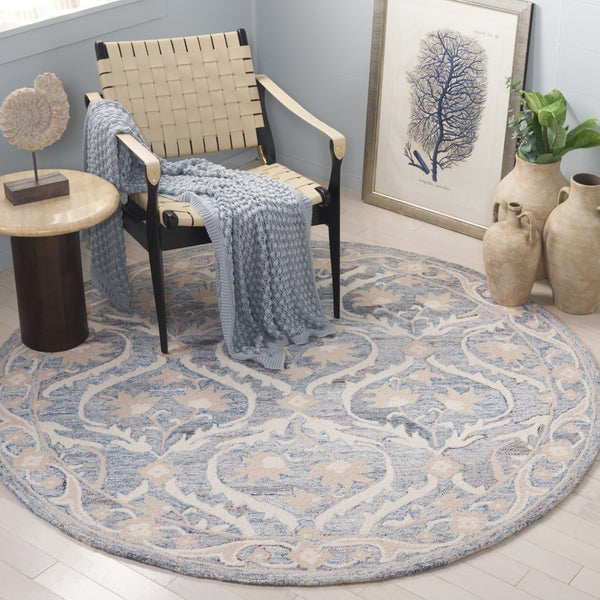 Safavieh Blossom 116m Blue Ivory Blue ,Ivory 85% Wool,15% Cotton Blm116m-9