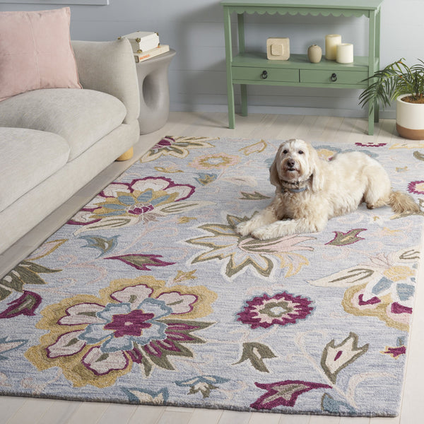 Safavieh Blossom Hand-Tufted Floral Wool Rug In Grey & Light Pink — Low-Profile, Durable Natural Fiber Elegance 8'-0" x 10'-0" BLM117F-8