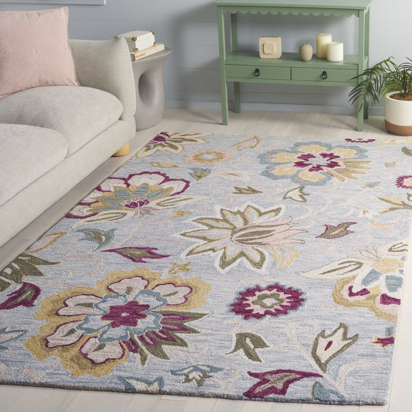 Safavieh Blossom Hand-Tufted Floral Wool Rug In Grey & Light Pink — Low-Profile, Durable Natural Fiber Elegance 8'-0" x 10'-0" BLM117F-8