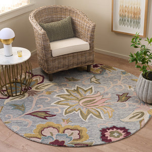 Safavieh Blossom Hand-Tufted Wool Rug In Grey & Light Pink — Subtle Floral Low-Pile Accent For Living Areas 6'-0" x 9'-0" BLM117F-6