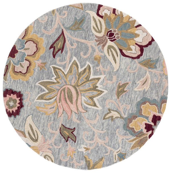 Safavieh Blossom Hand-Tufted Floral Rug In Grey With Light Pink Accents — Wool-Cotton Blend, Low Plush Elegance 4'-0" x 6'-0" BLM117F-4