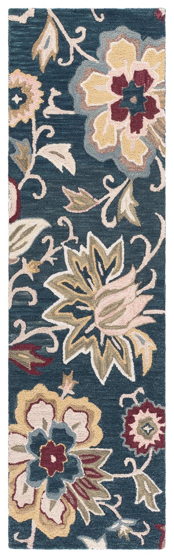 Safavieh Blossom Hand-Tufted Wool-Cotton Area Rug In Navy & Red Floral — Timeless, Durable, Soft Underfoot 9'-0" x 12'-0" BLM117N-9