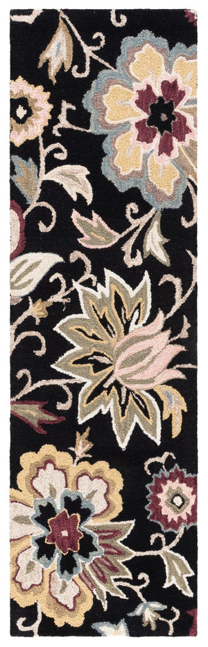 Safavieh Blossom Hand-Tufted Black Sage Area Rug — Wool-Cotton Blend, Floral-Inspired Low-Profile Elegance 4'-0" x 6'-0" BLM117Z-4