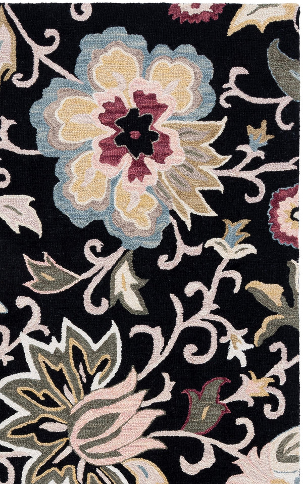 Safavieh Blossom Hand-Tufted Black Sage Floral Rug, Wool-Cotton Blend For Living Room Elegance And Durability 6'-0" x 9'-0" BLM117Z-6